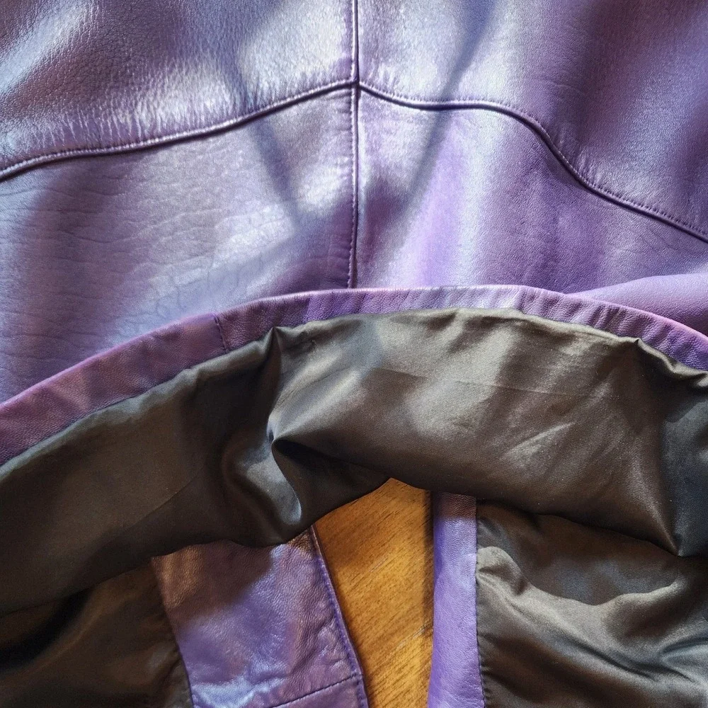 ✨️VTG Christian Dior Purple Lambskin Leather Blazer Coat L Rare Y2K streetwear